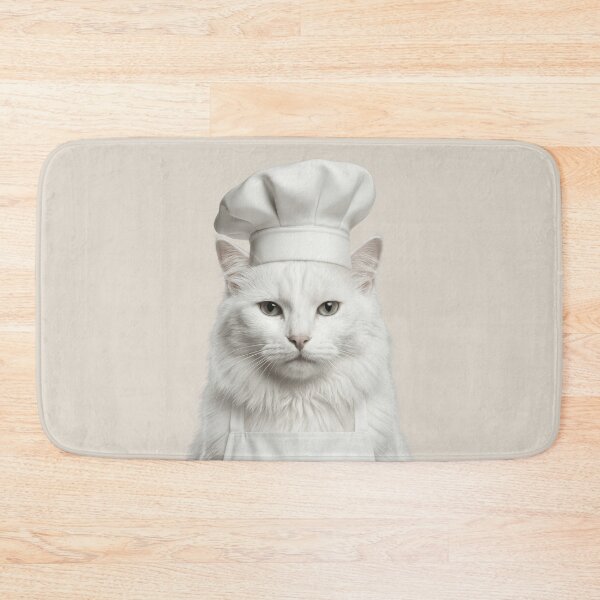 Item preview, Funny Turkish Angora Cat Chef Realistic Animal Cooking Humor Art designed and sold by LazyOwlStore.