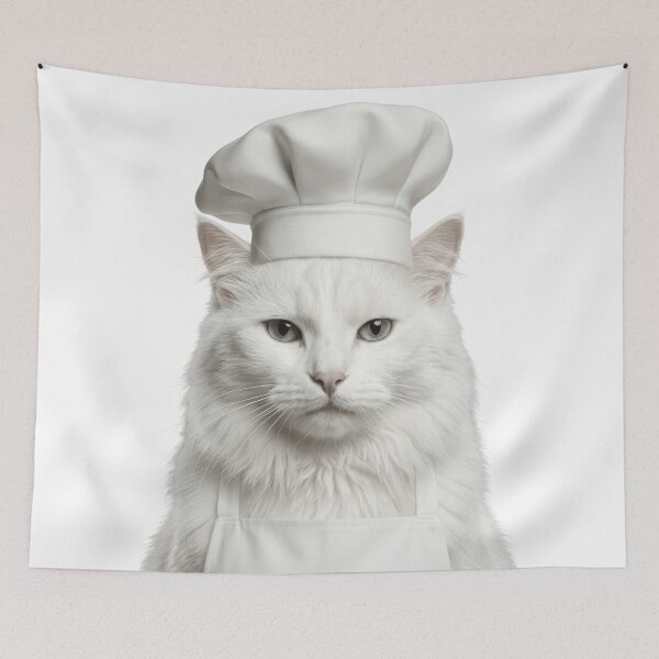 Item preview, Funny Turkish Angora Cat Chef Realistic Animal Cooking Humor Art designed and sold by LazyOwlStore.