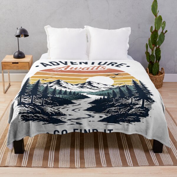 Item preview, Adventure Awaits Go Find It Retro Vintage Mountain Sunset designed and sold by Flowing Colurs.