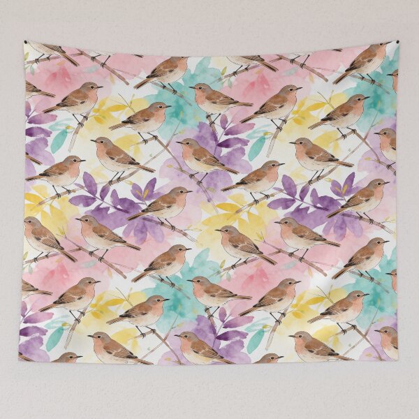 Item preview, Vibrant Watercolor Songbirds Pattern  designed and sold by Thewissal.