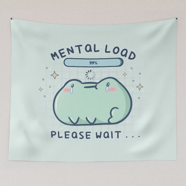 Item preview, Mental Load 99% Please Wait - Cute Overstimulated Frog designed and sold by ShyHomebodyClub.