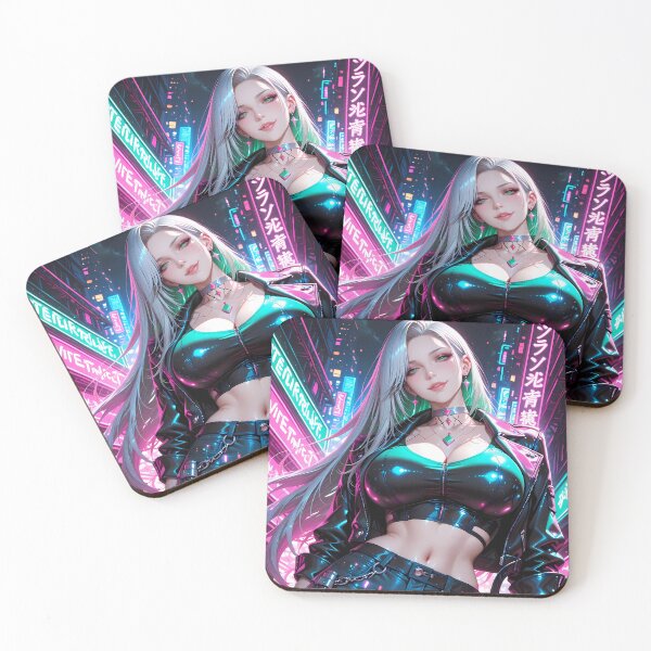 Item preview, Cyberpunk Anime Android Pinup Futuristic Waifu Neon Poster designed and sold by BorgSpareParts.