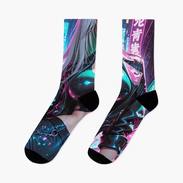 Item preview, Cyberpunk Anime Android Pinup Futuristic Waifu Neon Poster designed and sold by BorgSpareParts.