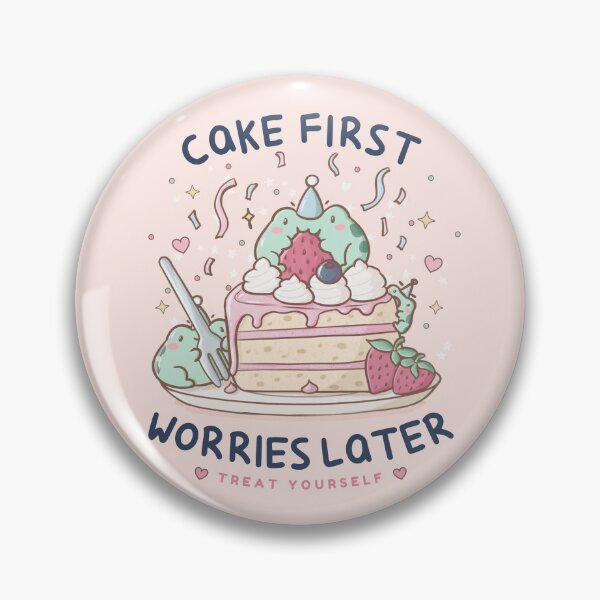 Item preview, Cake First Worries Later - Cute Frogs Eating Cake designed and sold by ShyHomebodyClub.