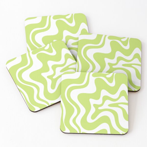 Item preview, Groovy Retro Liquid Swirl Abstract Pattern in Pistachio Chartreuse and White designed and sold by kierkegaard.