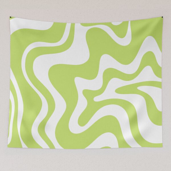 Item preview, Groovy Retro Liquid Swirl Abstract Pattern in Pistachio Chartreuse and White designed and sold by kierkegaard.