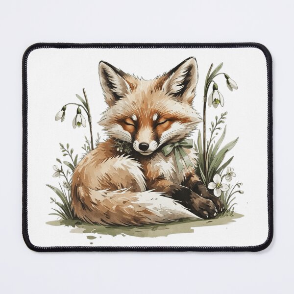 Item preview, Sleeping Woodland Fox Snowdrop Art designed and sold by AQUILAKREO.
