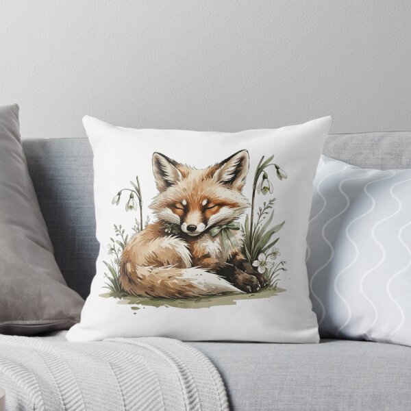 Item preview, Sleeping Woodland Fox Snowdrop Art designed and sold by AQUILAKREO.