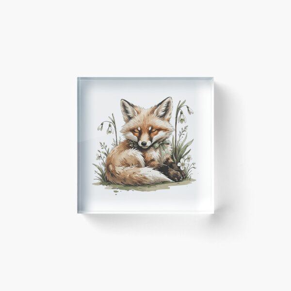 Item preview, Sleeping Woodland Fox Snowdrop Art designed and sold by AQUILAKREO.