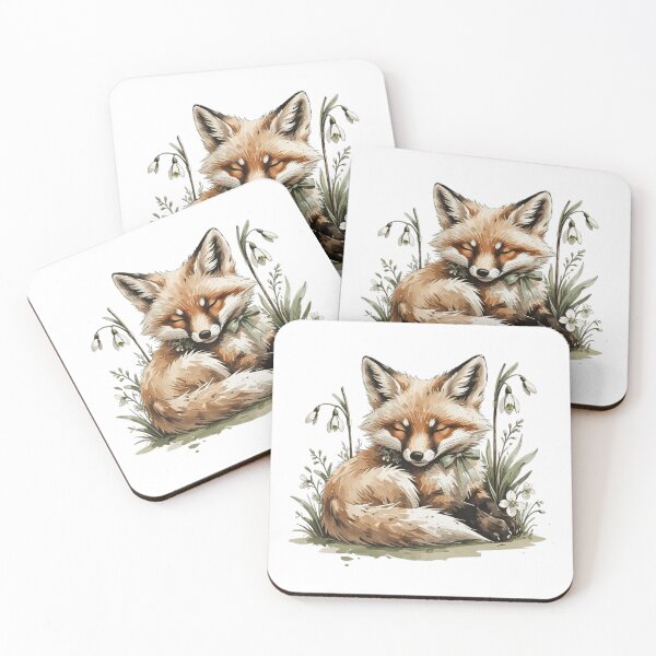 Item preview, Sleeping Woodland Fox Snowdrop Art designed and sold by AQUILAKREO.