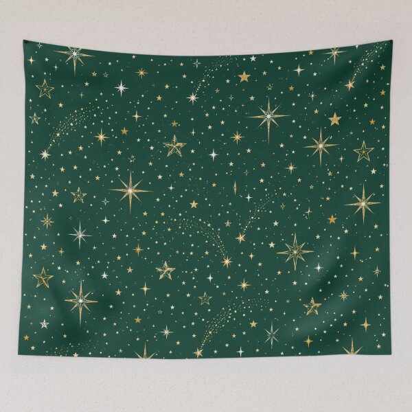 Item preview, Luxury Christmas Star Pattern | Emerald Green & Gold Holiday Wrapping Paper designed and sold by astersgraphics.