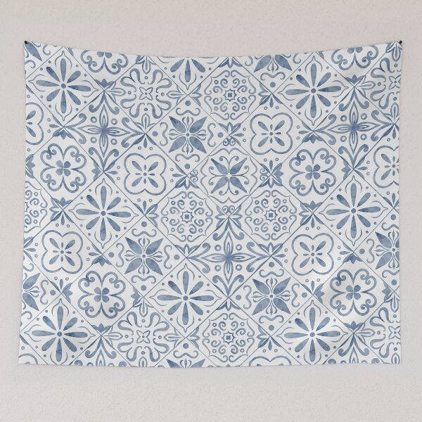 Item preview, Mediterranean Blue Tile Pattern Watercolor designed and sold by Alisles.