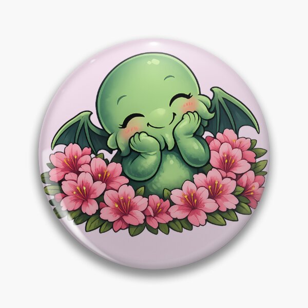 Item preview, Spooky Cute Blissful Cthulhu with Azaleas – Gothic Floral Cryptid designed and sold by designsbyhw.