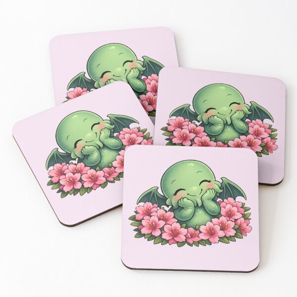 Item preview, Spooky Cute Blissful Cthulhu with Azaleas – Gothic Floral Cryptid designed and sold by designsbyhw.