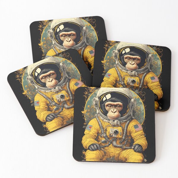 Item preview, yellow chimp astronaut on throne designed and sold by aliraweb.