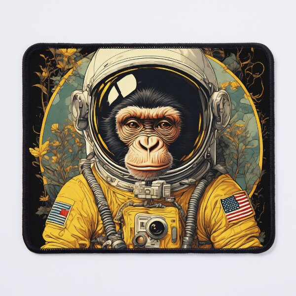 Item preview, yellow chimp astronaut on throne designed and sold by aliraweb.