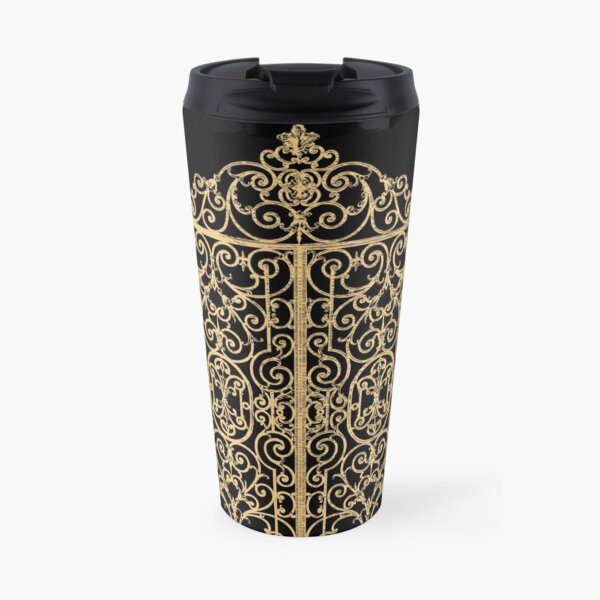 French Wrought Iron Gate | Louis XV Style | Black and Gold | Travel Mug