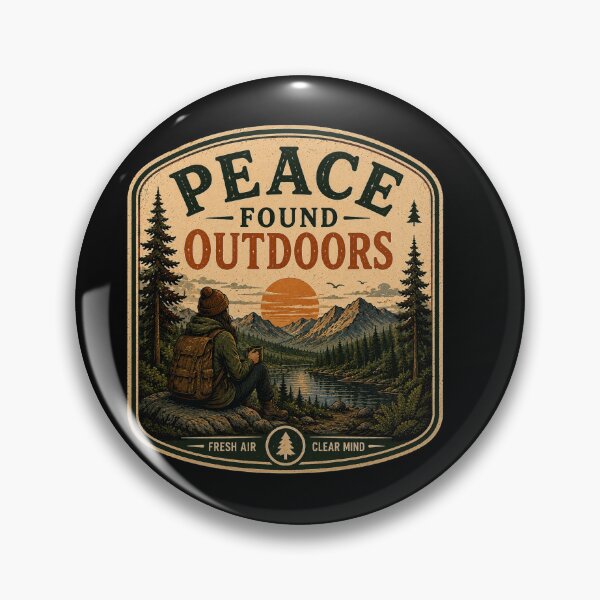 Item preview, Peace Found Outdoors – Retro Hiking Introvert Nature Design designed and sold by MotylekAnia.
