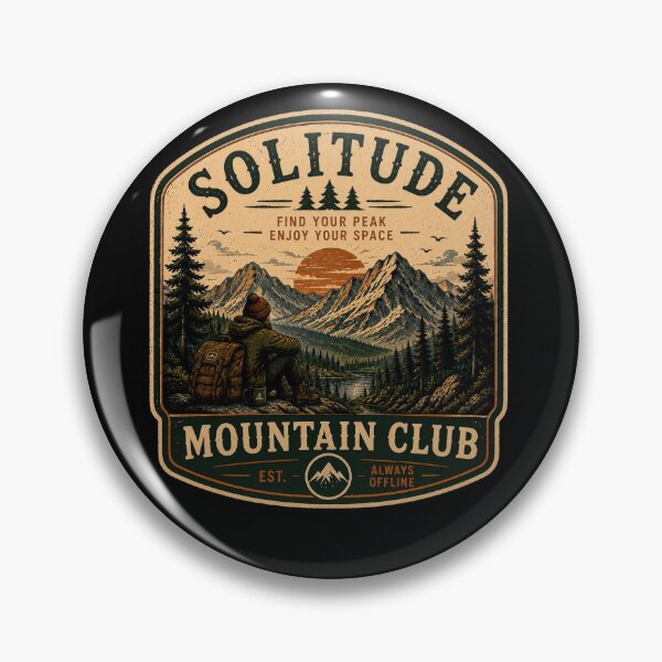 Item preview, Solitud Mountain Club – Retro Hiking Introvert Nature Design designed and sold by MotylekAnia.