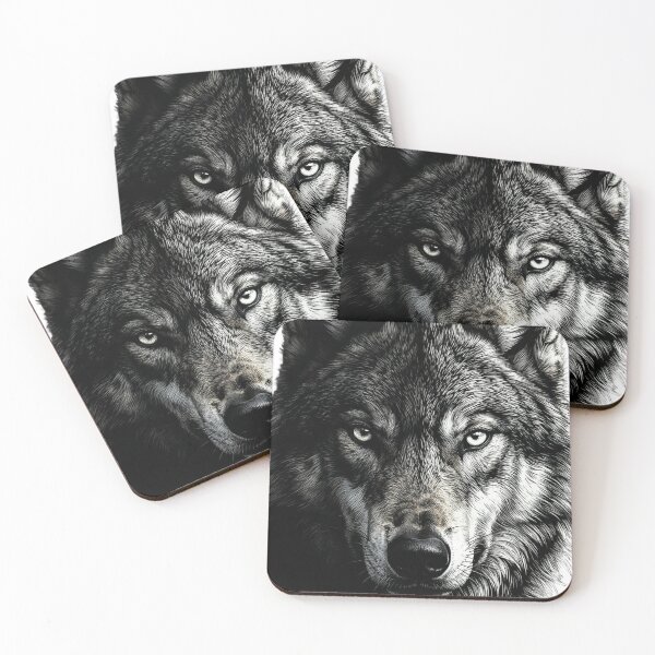 Item preview, Half Face Wolf Chiaroscuro Black and White designed and sold by ademstoree.