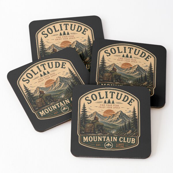 Item preview, Solitud Mountain Club – Retro Hiking Introvert Nature Design designed and sold by MotylekAnia.
