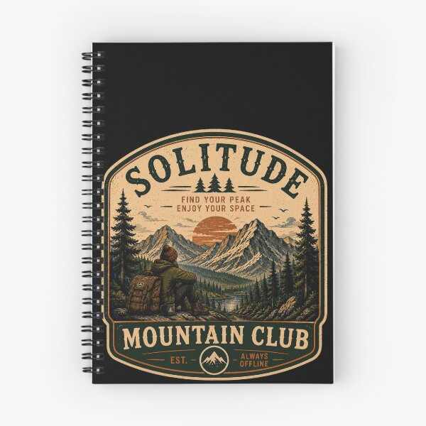 Item preview, Solitud Mountain Club – Retro Hiking Introvert Nature Design designed and sold by MotylekAnia.
