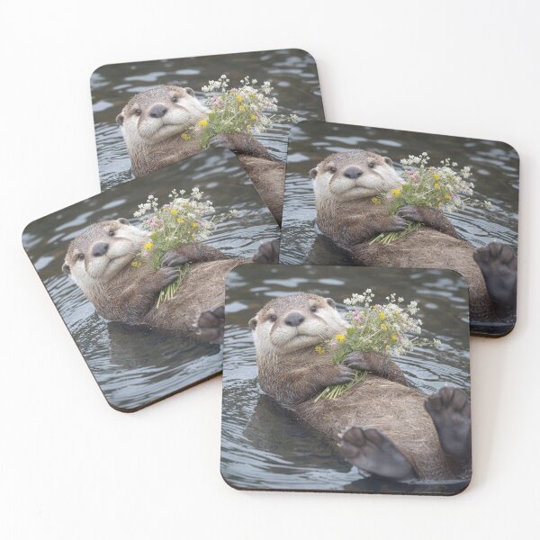 Item preview, Otter Floating with Wildflower Bouquet designed and sold by Maria Dryfhout.