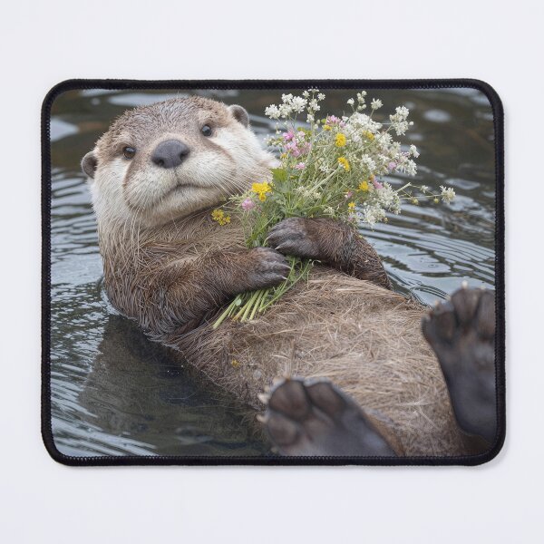Item preview, Otter Floating with Wildflower Bouquet designed and sold by Maria Dryfhout.