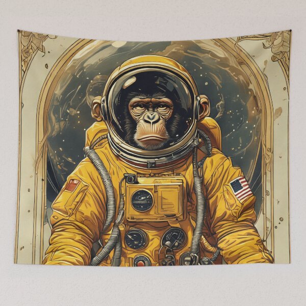 Item preview, yellow art space monkey designed and sold by aliraweb.