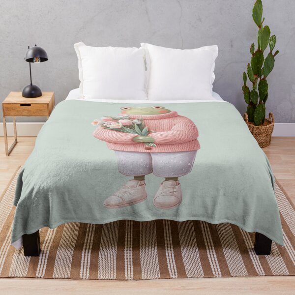 Item preview, Cottagecore Frog in Sweater Cute Aesthetic Floral Art designed and sold by PixelQ.