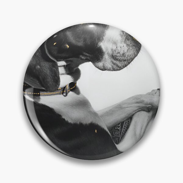 Item preview, Dramatic Charcoal Portrait of Majestic Black and White Dog with Gold Leaf designed and sold by CiaraCharcoal.