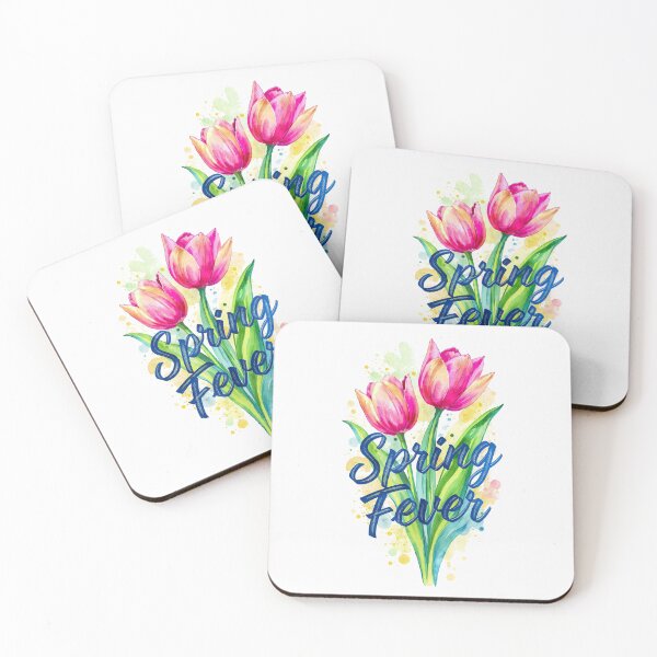 Item preview, Neon Pink Tulip Spring Fever Watercolor Typography Design designed and sold by PixelQ.