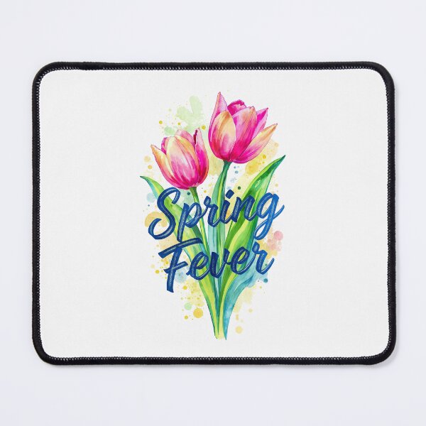 Item preview, Neon Pink Tulip Spring Fever Watercolor Typography Design designed and sold by PixelQ.