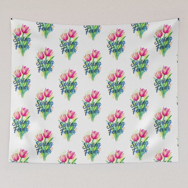 Item preview, Neon Pink Tulip Spring Fever Watercolor Typography Design designed and sold by PixelQ.