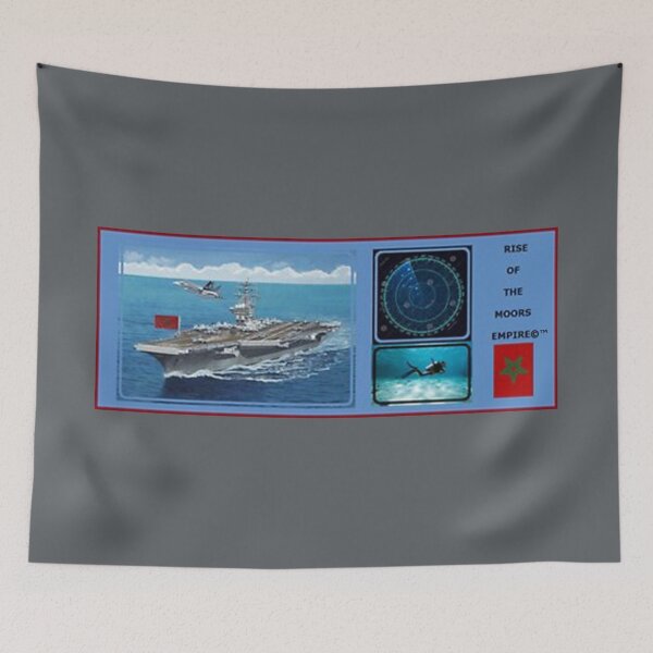 Item preview, Mu’ur (UM) Empire™ al-Benhadiel©™ design, Aircraft Carrier, gray background designed and sold by HardyKnitDesign.