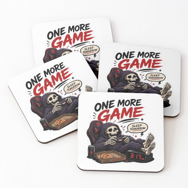Item preview, One More Game Sleep Tomorrow Funny Skeleton Gamer Gaming Quote designed and sold by extrisiceye.