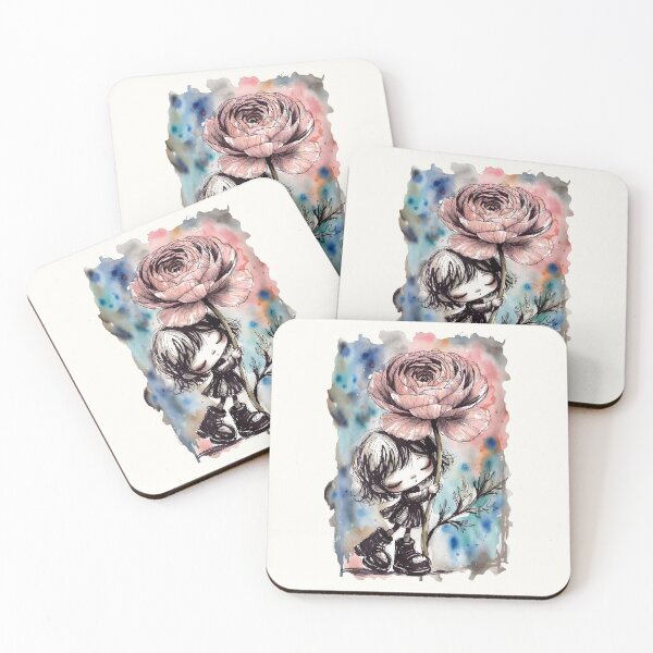Item preview, Goth Girl Watercolor Peony Moody Pastel Cute Aesthetic Art designed and sold by PixelQ.