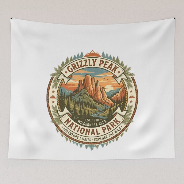 Item preview, Grizzly Peak National Park Est. 1910 Wilderness Area Adventure Awaits Explore The Wild Outdoors Nature Hiking Camping Traveler designed and sold by JonesFlora2025.