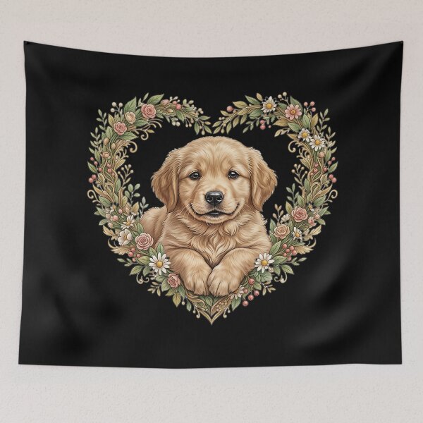 Item preview, Cute dog in a flower heart designed and sold by ReneMM.