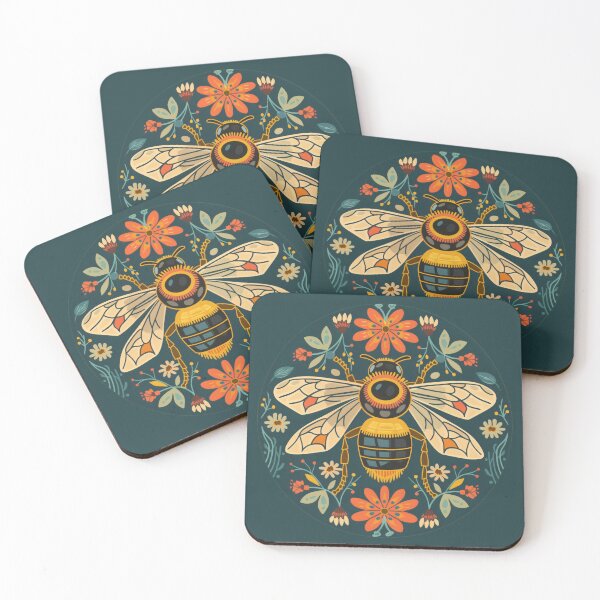 Item preview, Scandinavian Folk Art, Bee With Flowers designed and sold by xiao xuans.