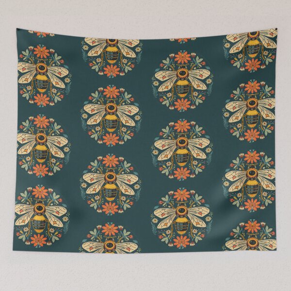 Item preview, Scandinavian Folk Art, Bee With Flowers designed and sold by xiao xuans.