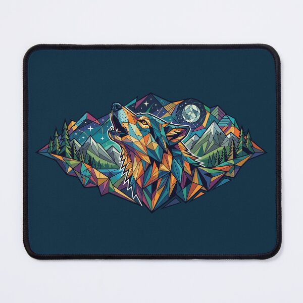 Item preview, Wild Geometric Splash No.1: Geometric Howling Wolf designed and sold by NO BEAVER NO PUNK.