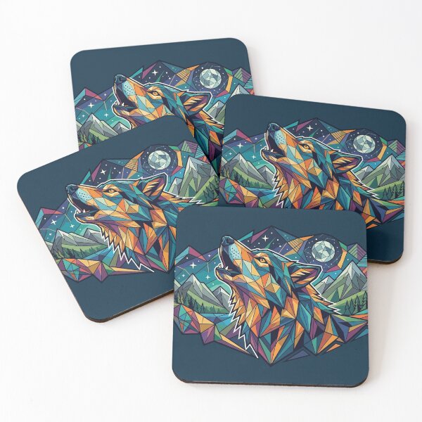 Item preview, Wild Geometric Splash No.1: Geometric Howling Wolf designed and sold by NO BEAVER NO PUNK.