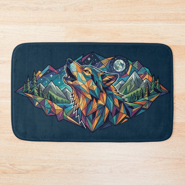 Item preview, Wild Geometric Splash No.1: Geometric Howling Wolf designed and sold by NO BEAVER NO PUNK.
