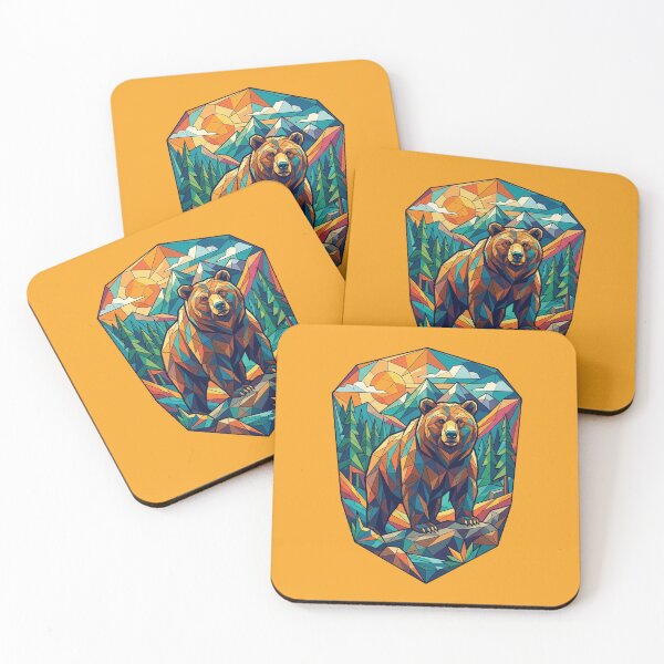 Item preview, Wild Geometric Splash No.2: Geometric Bear designed and sold by NO BEAVER NO PUNK.