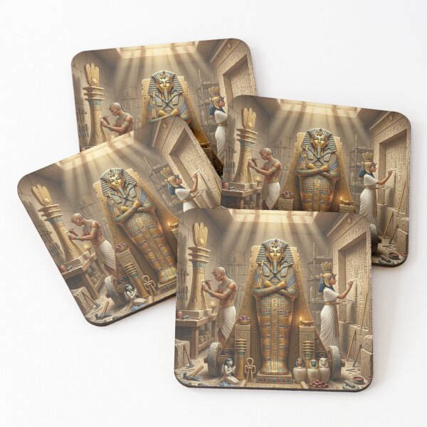 Item preview, Ancient Egyptian Workshop Artisans Crafting King Tut Sarcophagus Art designed and sold by Queen Cleopatra.