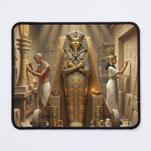Item preview, Ancient Egyptian Workshop Artisans Crafting King Tut Sarcophagus Art designed and sold by Queen Cleopatra.
