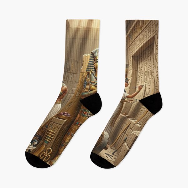 Item preview, Ancient Egyptian Workshop Artisans Crafting King Tut Sarcophagus Art designed and sold by Queen Cleopatra.