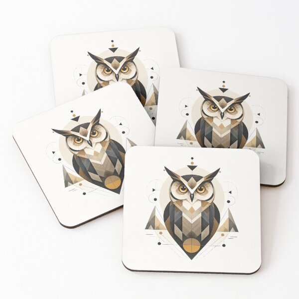 Item preview, Wild Geometric Splash No.3: Geometric Sacred Owl Aesthetic Art designed and sold by NO BEAVER NO PUNK.