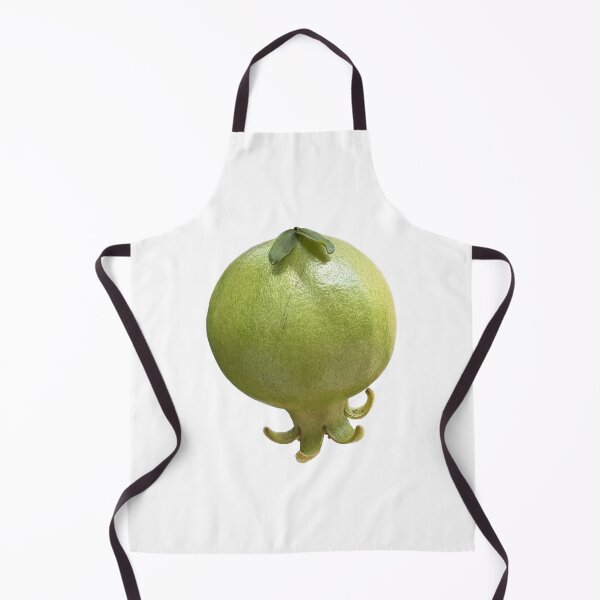 Item preview, Single unripe green pomegranate fruit with fresh stem and calyx, isolated on a clean white background, perfect for agricultural or botanical design designed and sold by pipikijung.